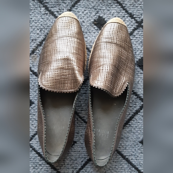 Stuart Weitzman shoes with hardware at rear with a metallic look. - Picture 3 of 4